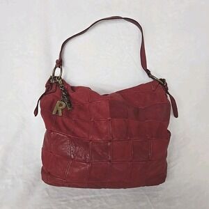 Errelleventidue RL22 Italy Red Leather Quilted Patchwork Hobo Bag Slouchy Charms